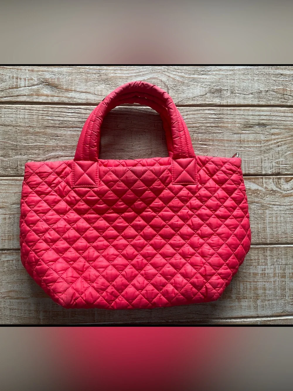 MZ Wallace Coral Quilted Small Metro Tote Deluxe, Includes Duster, Straps